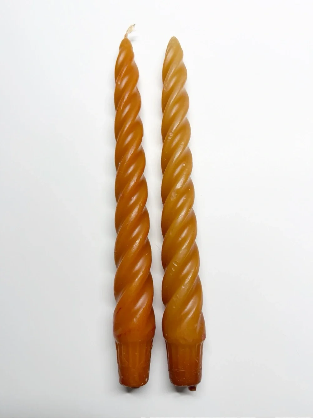 Vintage Amber Orange Swirl Taper Candles 9.5”